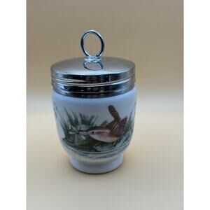 Vintage Royal Worcester Porcelain Egg Coddler Jam Jar W/ Lid - Wren Design 4”